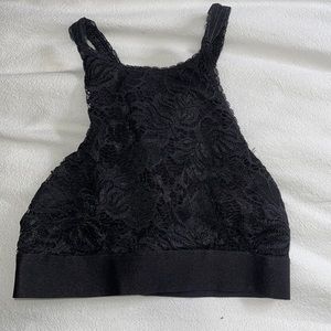 Black Lace High-Neck Bralette/ Crop Top